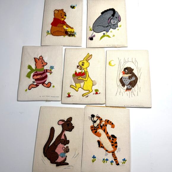 Vintage Winnie the Pooh and Friends Embroidery 1970's Handmade - Picture 1 of 14